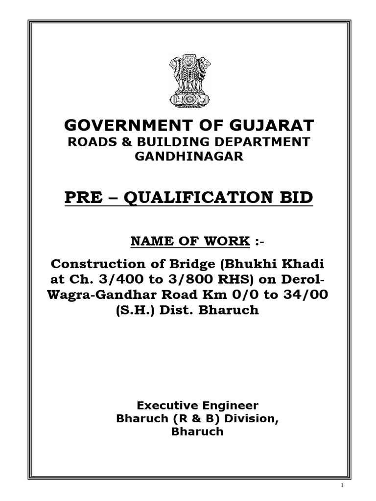 Gujarat Bridge Construction Pre-Qualification Bid | PDF | Joint Venture