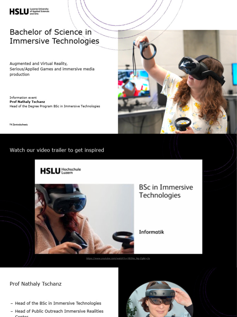 HSLU BSc in Immersive Technologies Overview | PDF | Virtual Reality ...