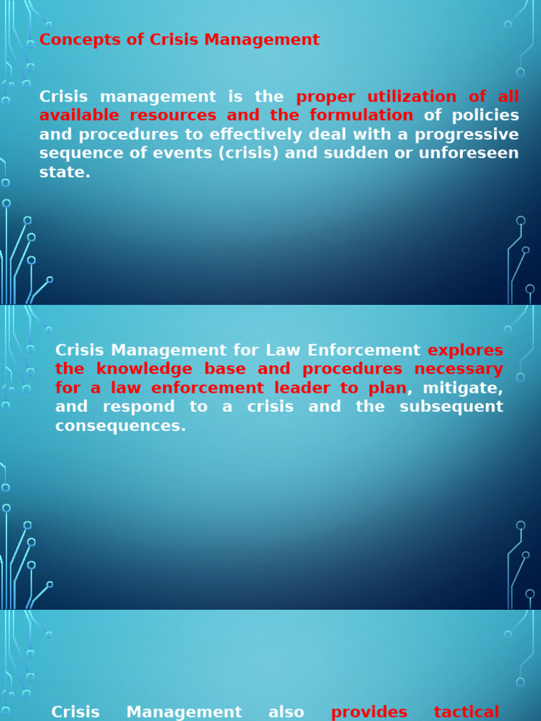 Crisis Management Concepts for Law Enforcement | PDF | Crisis ...