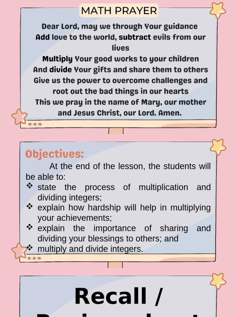 Multiplication and Division of Integers | PDF | Multiplication ...