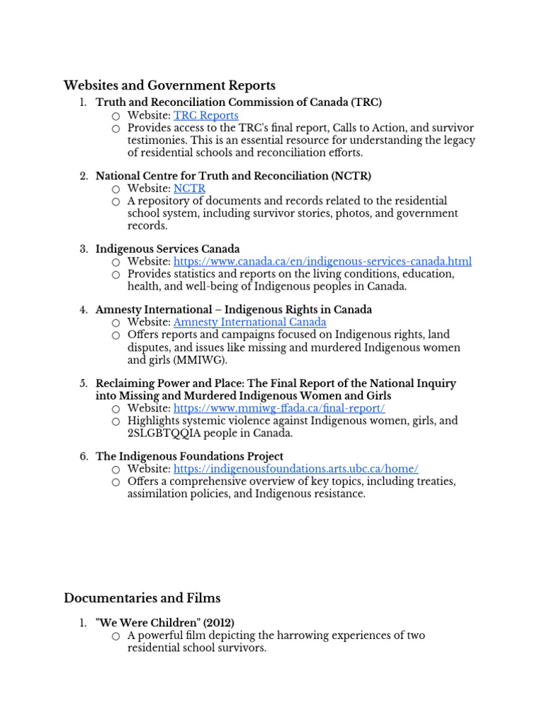 Indigenous Resources and Reports in Canada | PDF | Indigenous Peoples ...