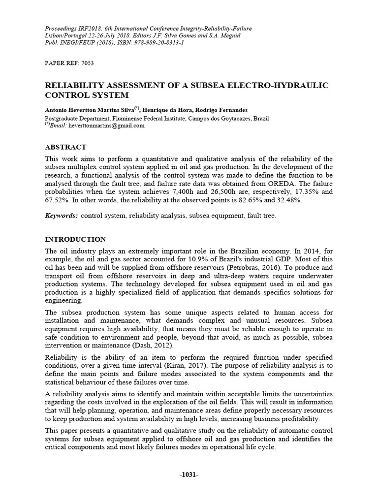 Reliability of Subsea Control Systems | PDF | Reliability Engineering ...