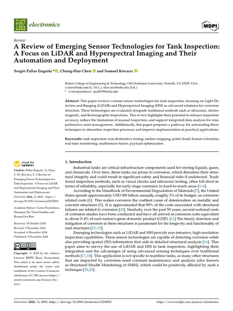LiDAR and HSI for Tank Inspection | PDF | Lidar | Thermography