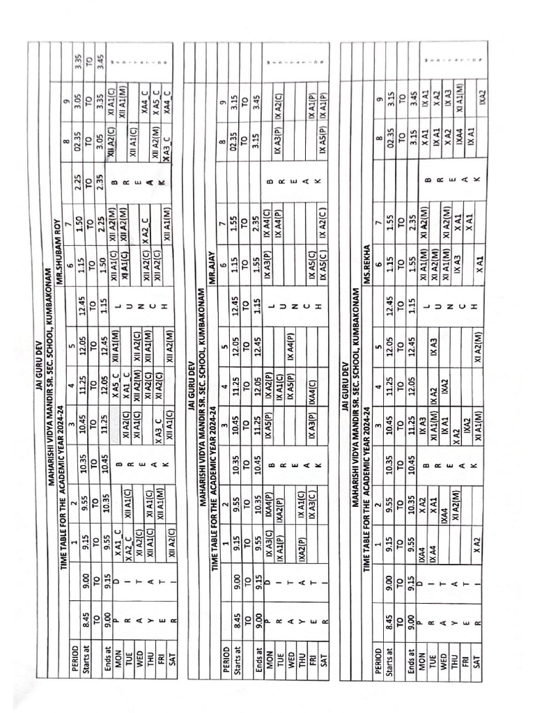 Timetable | PDF