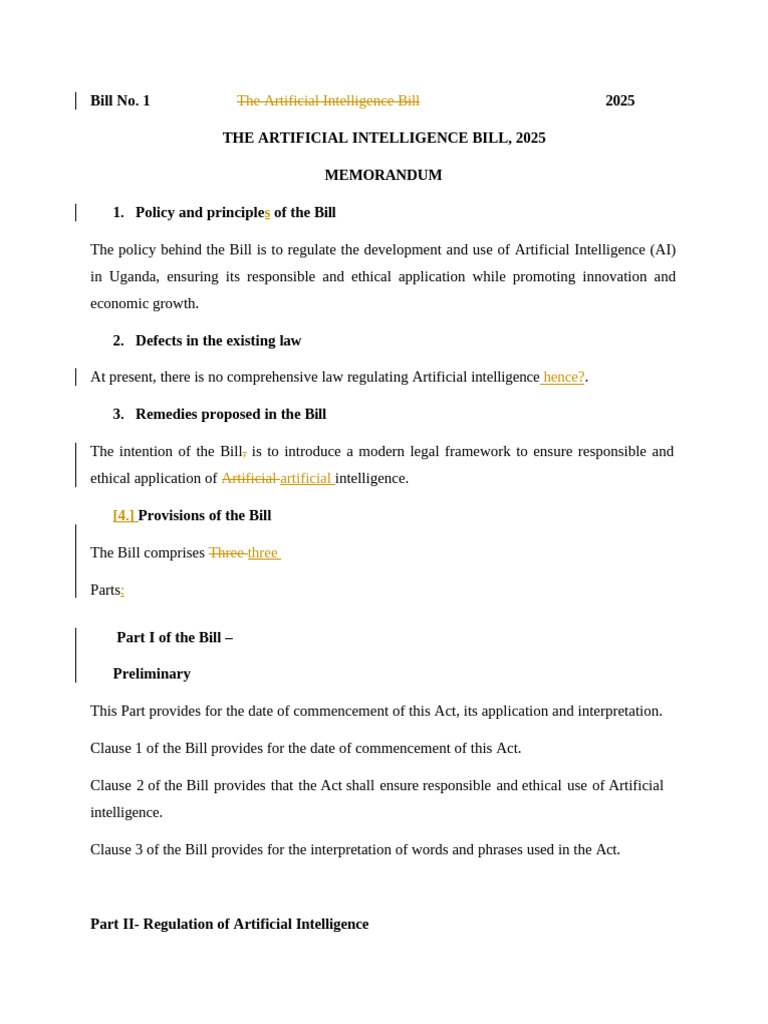 Uganda's AI Bill 2025 Overview | PDF | Artificial Intelligence ...