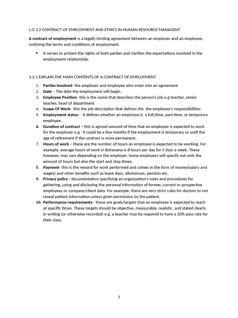Lo 3.2 Contract and Ethics-2 | PDF | Employment | Salary