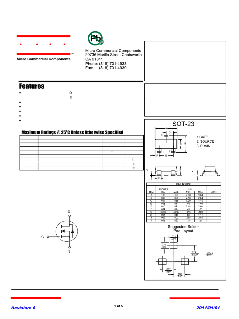 SI2302 N-Channel MOSFET Specifications | PDF | Field Effect Transistor ...