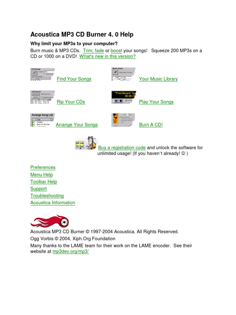 Acoustica MP3 CD Burner 4.0 Guide | PDF | Equalization (Audio ...