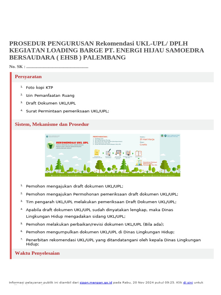 Prosedur Pengurusan Rekomendasi Ukl-upl Dplh Kegiatan Loading Barge Pt ...