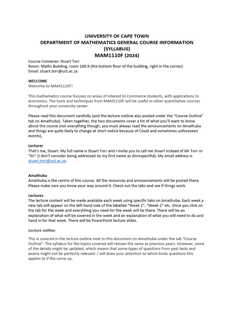 MAM1110F General Information Sheet 2024 | PDF | Mobile App | Plagiarism