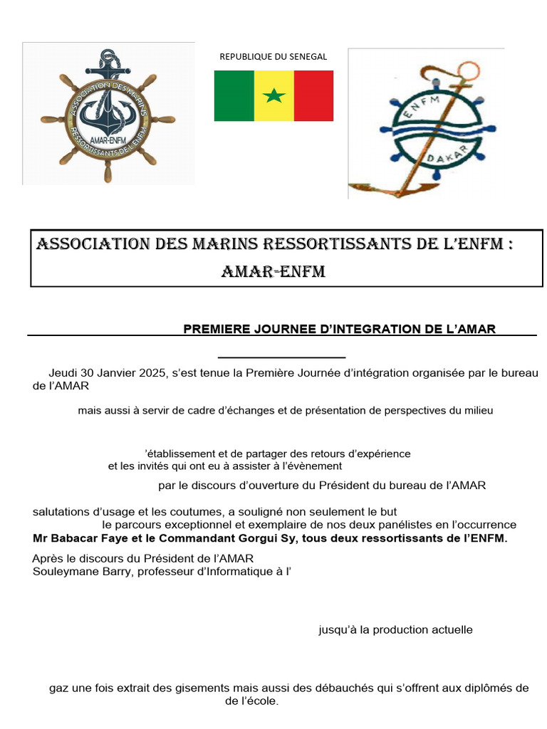Journée d'intégration AMAR-ENFM 2025 | PDF