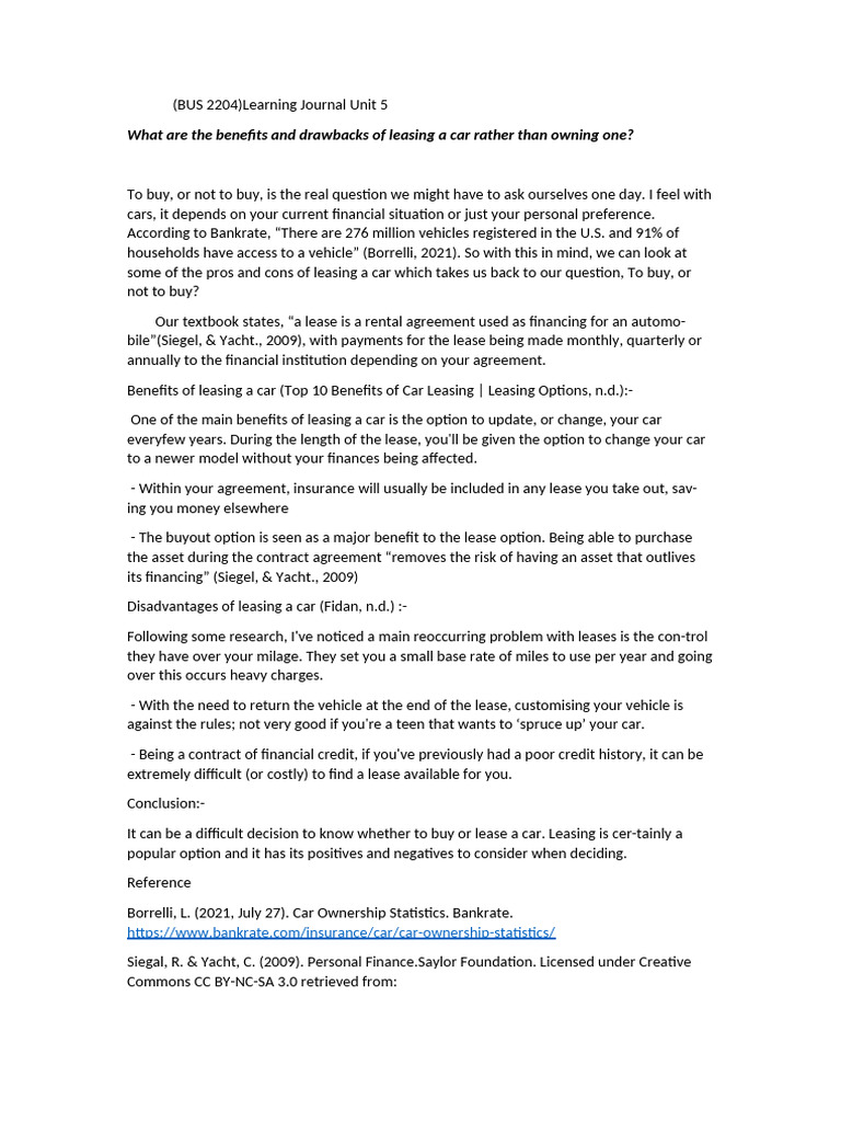 learning journals 5 | PDF | Option (Finance) | Lease