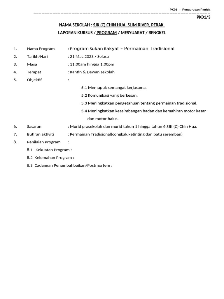 Program Sukan Rakyat di SJK Chin Hua | PDF