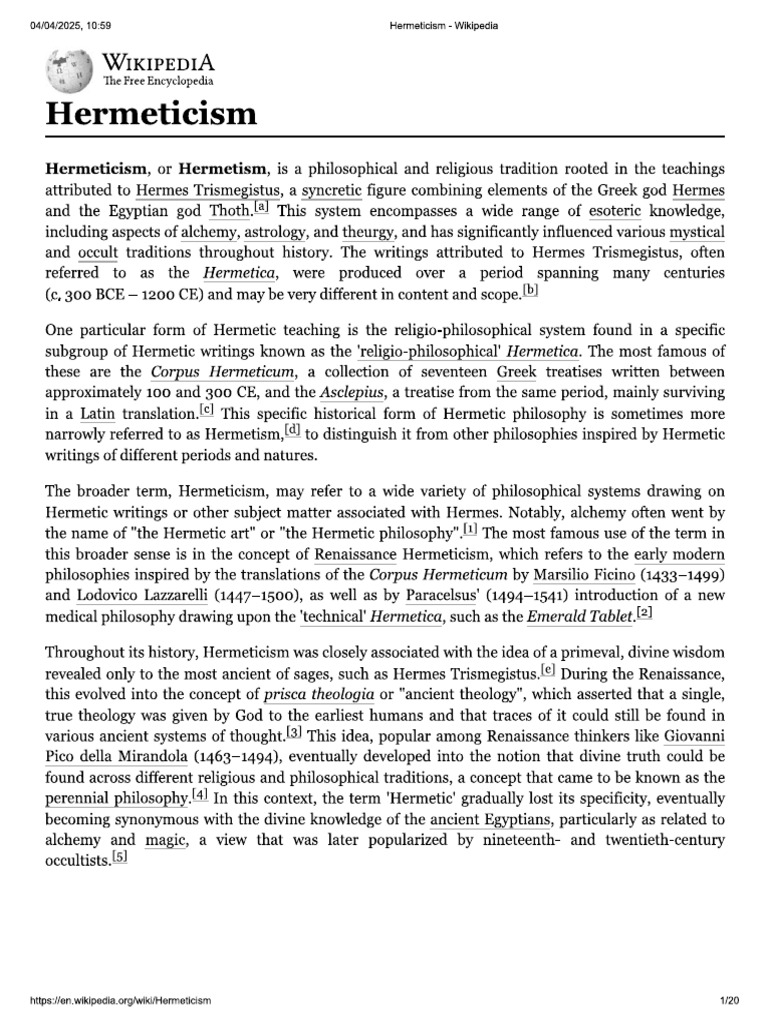 Hermeticism - Wikipedia | PDF