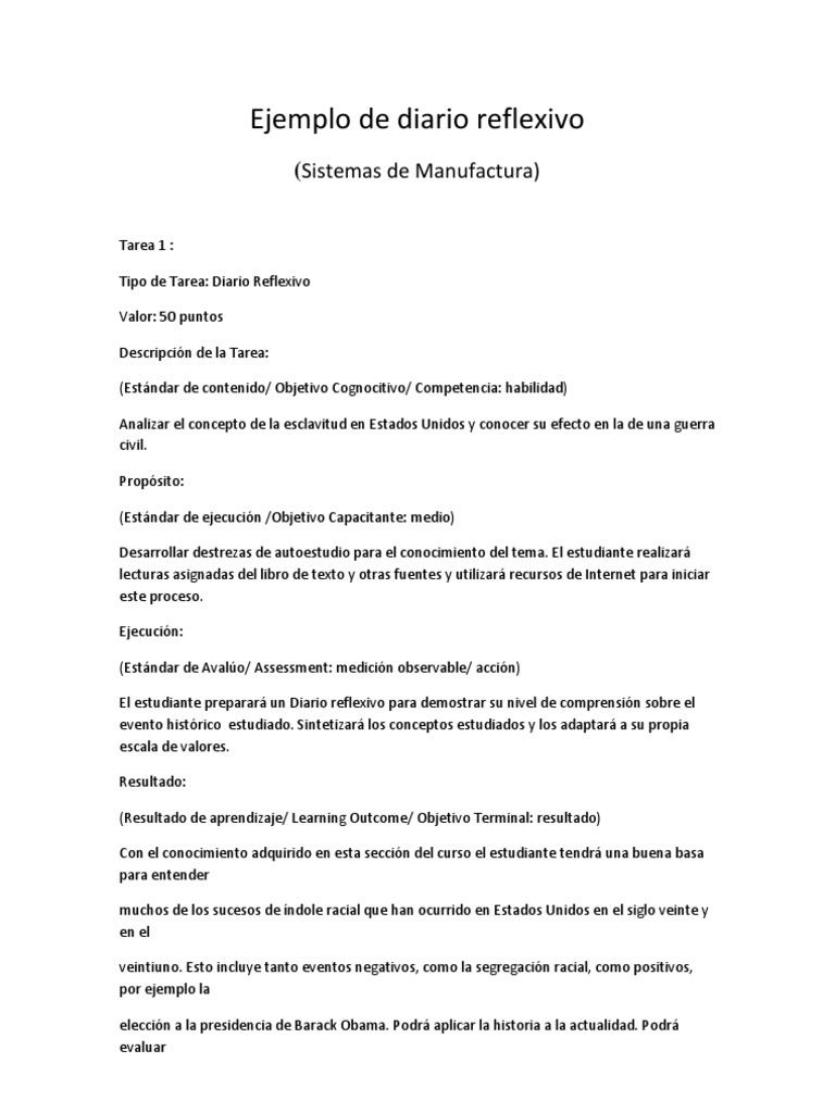 Ejemplo de Diario Reflexivo