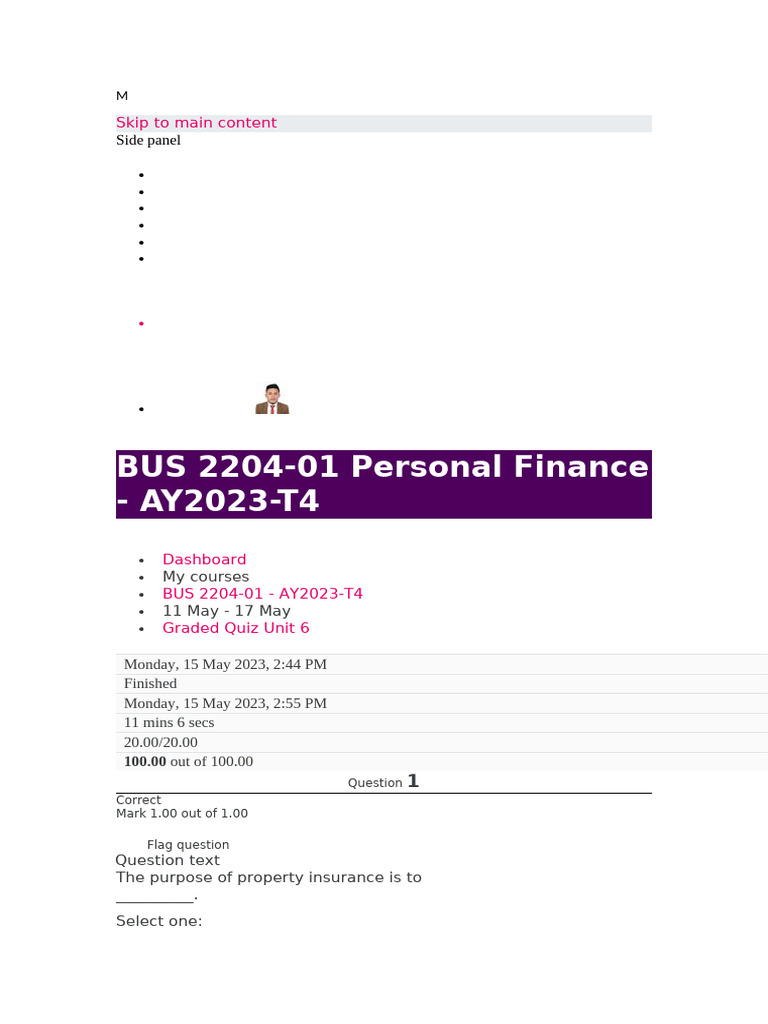 Personal Finance Quiz Insights | PDF | Mortgages | Loans