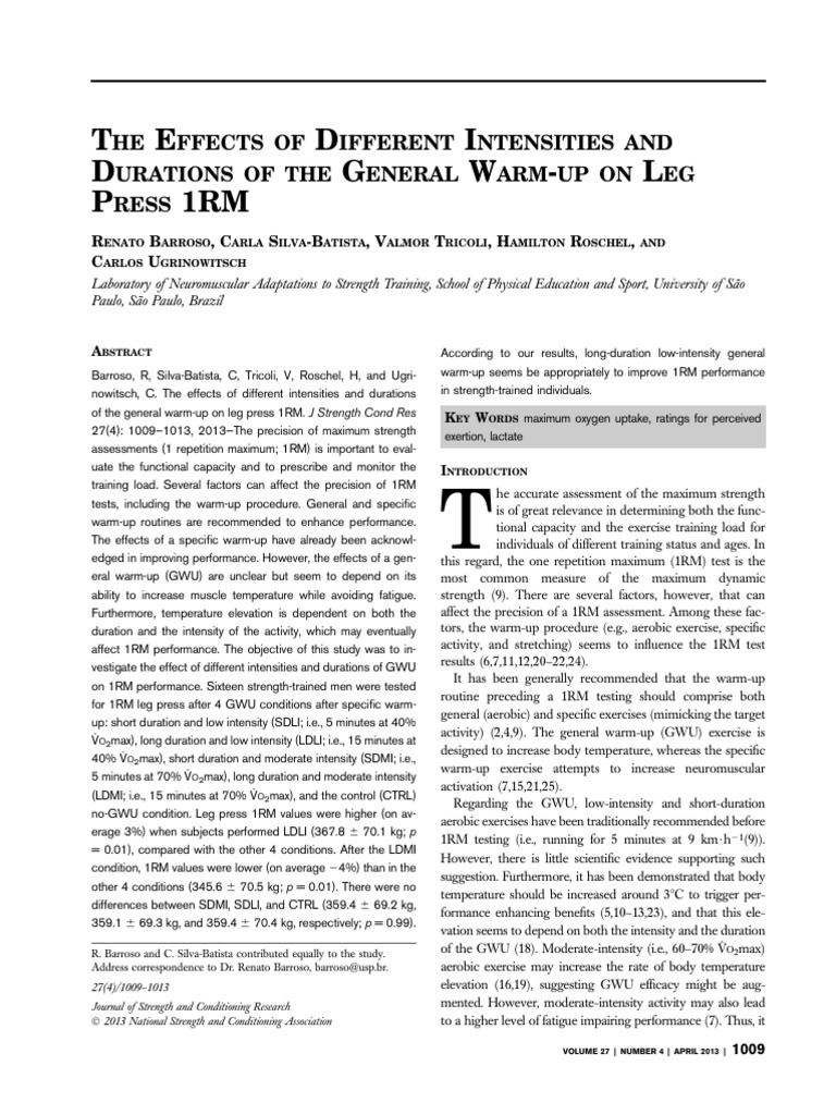 The Effects of Different Intensities and Durations.19 | PDF | Strength ...