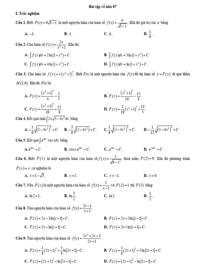 12 DS C3 Bai Tap Ve Nha 07 Thuc Te de Bai | PDF