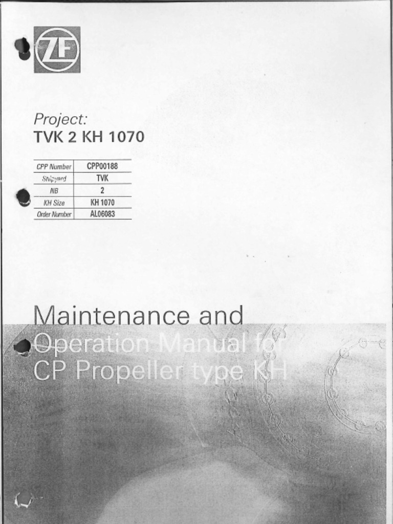 Maintenance and Op. Manual Ofr CPP Type KH | PDF
