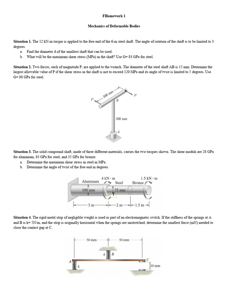 Mechanics of Deformable Bodies Analysis | PDF
