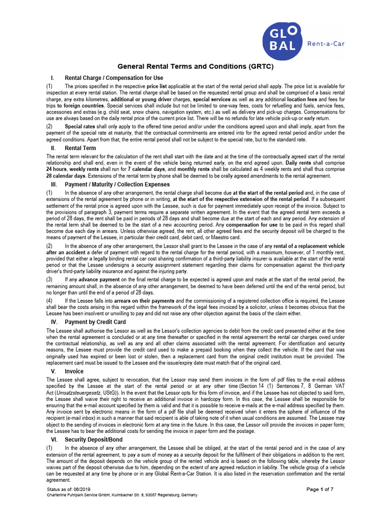 Charterline Rental Terms Overview | PDF | Lease | Legal Liability