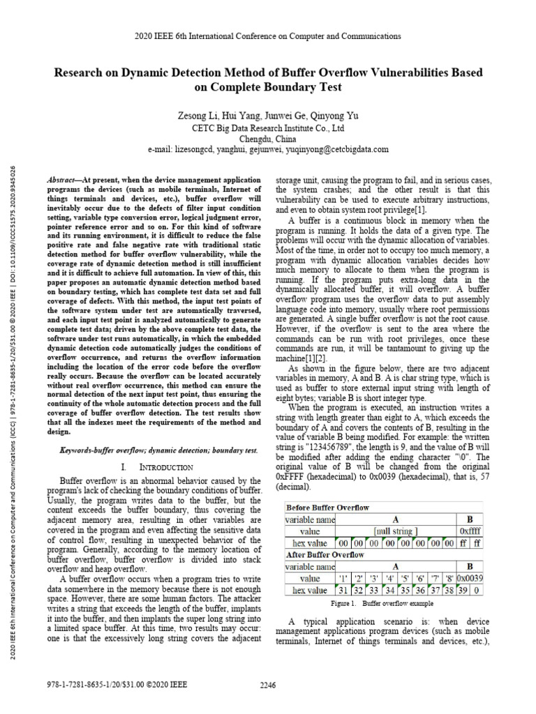Dynamic Detection of Buffer Overflow | PDF