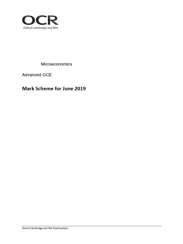 June 2019 A Level Economics Mark Scheme | PDF | Labour Economics ...