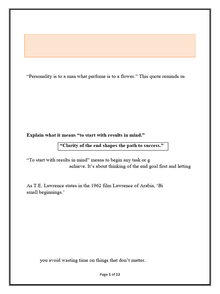Integrated Personality Development Guide | PDF | Goal | Mental Health