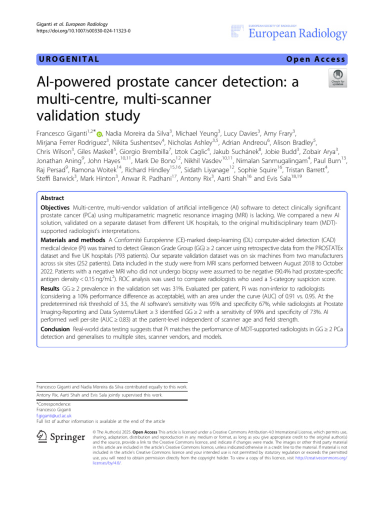 AI-powered Prostate Cancer Detection A Multi-Centre Multi-Scanner ...