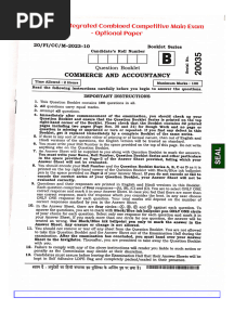 Commerce & Accountancy OP - BPSC 69th CCE Main Exam