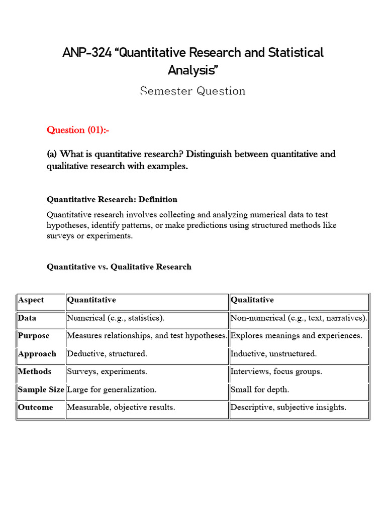 Quantitative Research Overview and Design | PDF | Sample Size ...