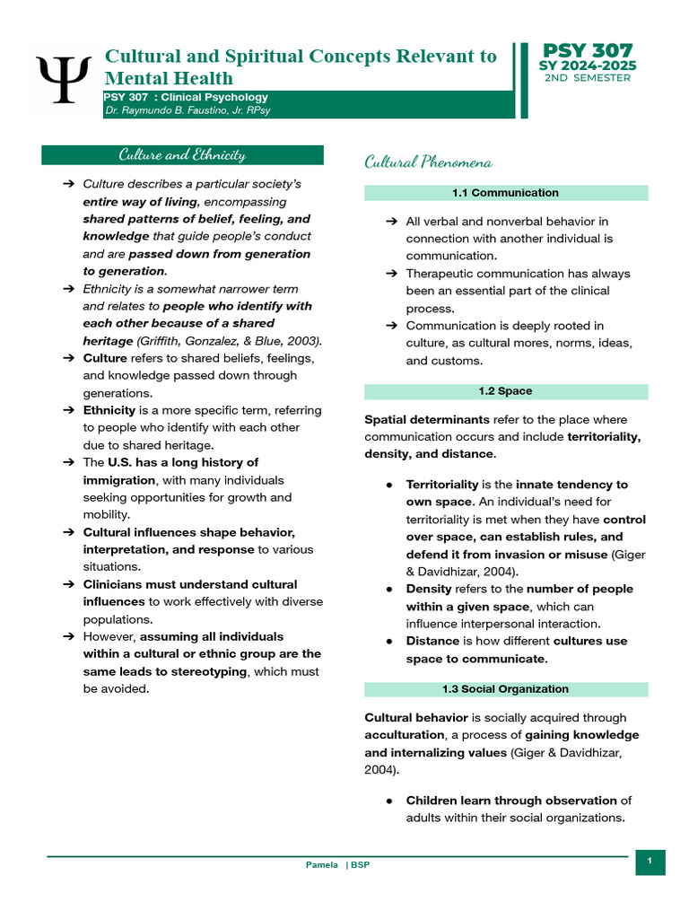 Cultural and Spiritual Concepts Relevant To Mental Health | PDF ...