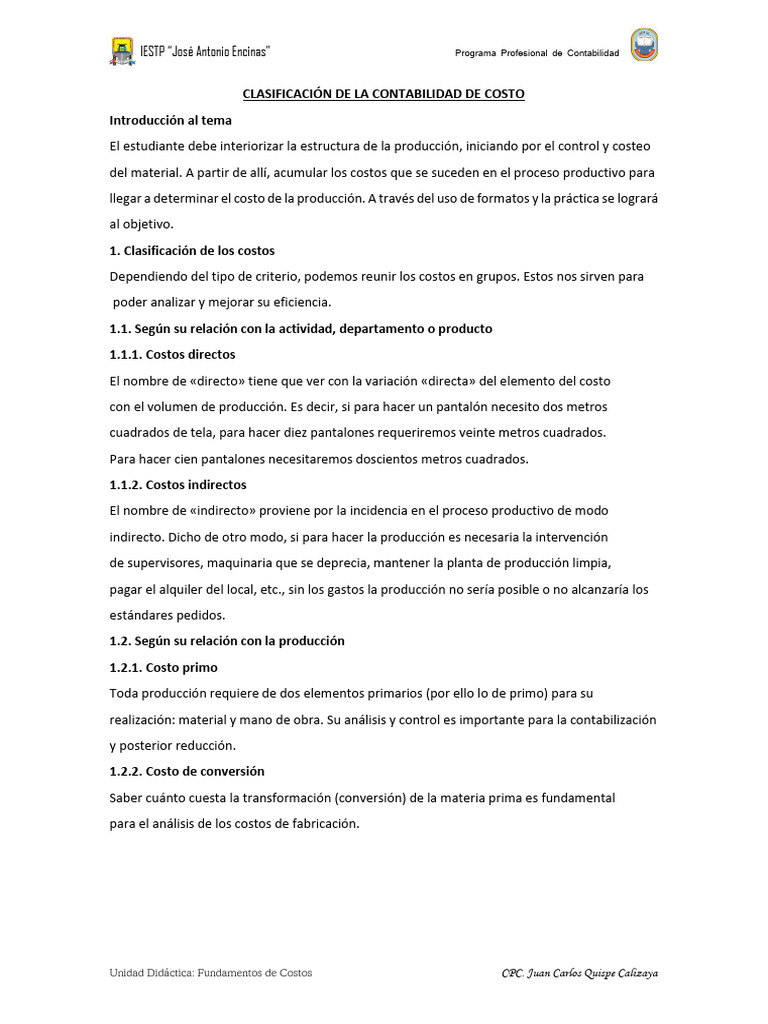 Tarea 2 Clasificación y Ciclo de La Contabilidad de Costo | PDF ...