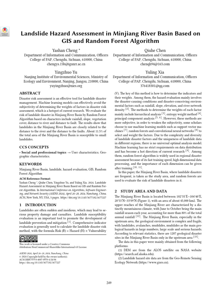 Landslide Hazard Assessment in Minjiang River Basin Based On GIS and ...