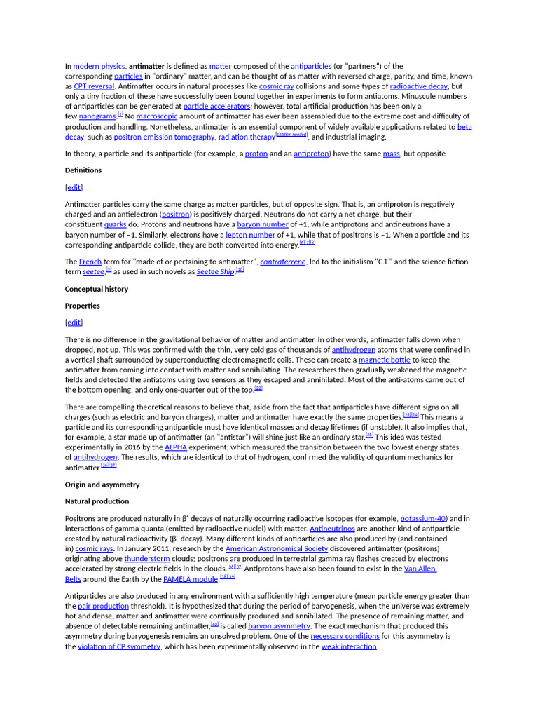 Understanding Antimatter Basics | PDF | Matter | Theoretical Physics
