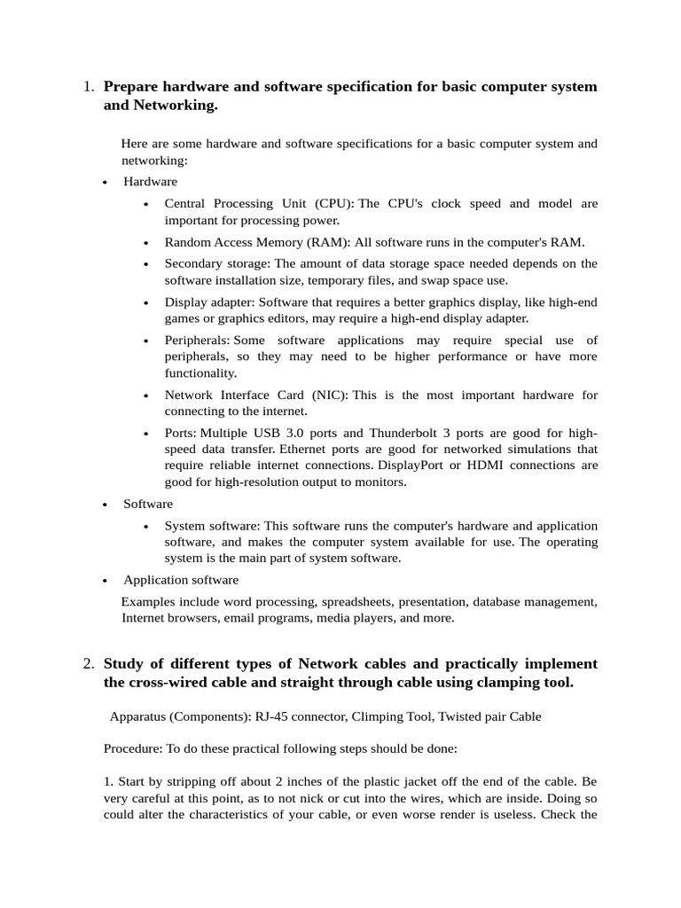Computer System & Networking Specs Guide | PDF | Network Switch ...
