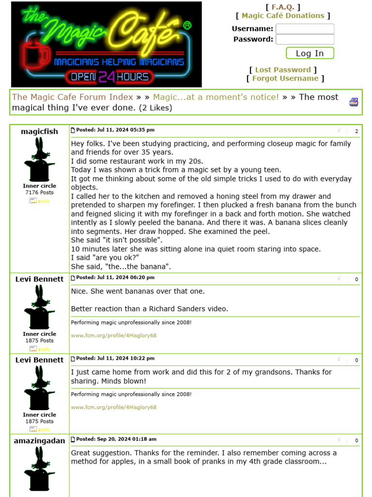 The Magic Cafe Forums - The Most Magical Thing I've Ever Done. | PDF