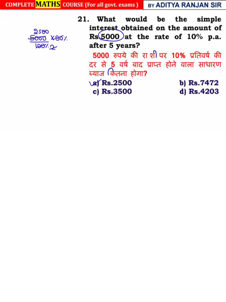 DAY 25 Simple Interest CLASS 02 Maths Foundation Batch | PDF