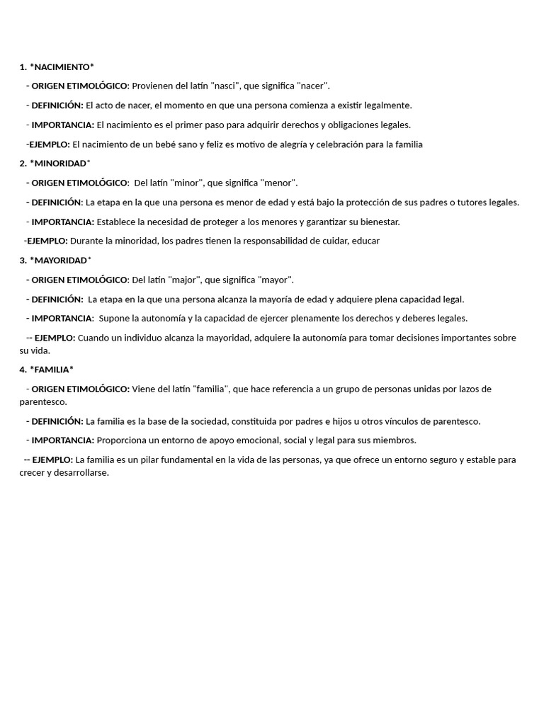 Nacimiento, Minoridad y Mayoridad Legal | PDF