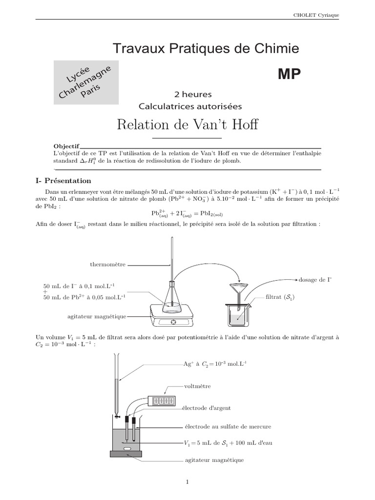 Enthalpie de dissolution de PbI2 | PDF | Ion | Chimie