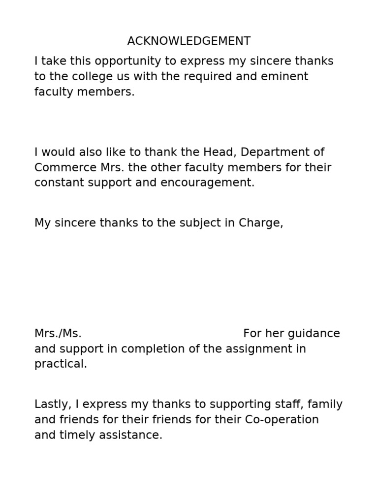 Acknowledgements for Academic Support | PDF