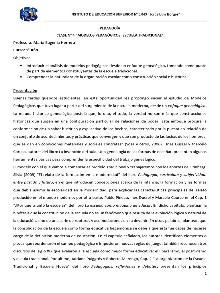 Modelos Pedagógicos: Escuela Tradicional | PDF | Plan de estudios ...
