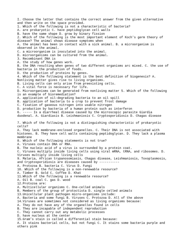 Bacteria and Microbiology Quiz Questions | PDF | Cellular Respiration ...