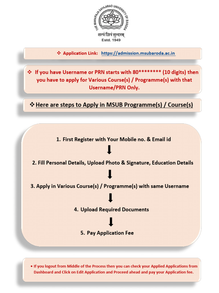 MSU Samarth Admission Process Guide | PDF