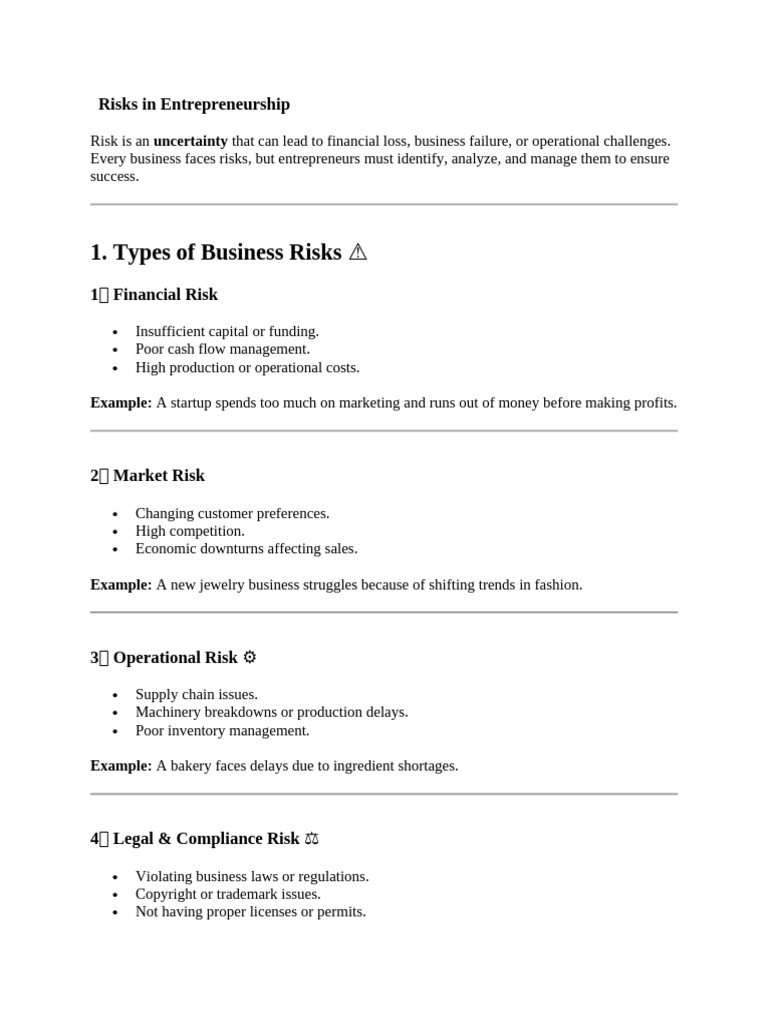 Managing Risks in Entrepreneurship | PDF | Risk | Supply Chain