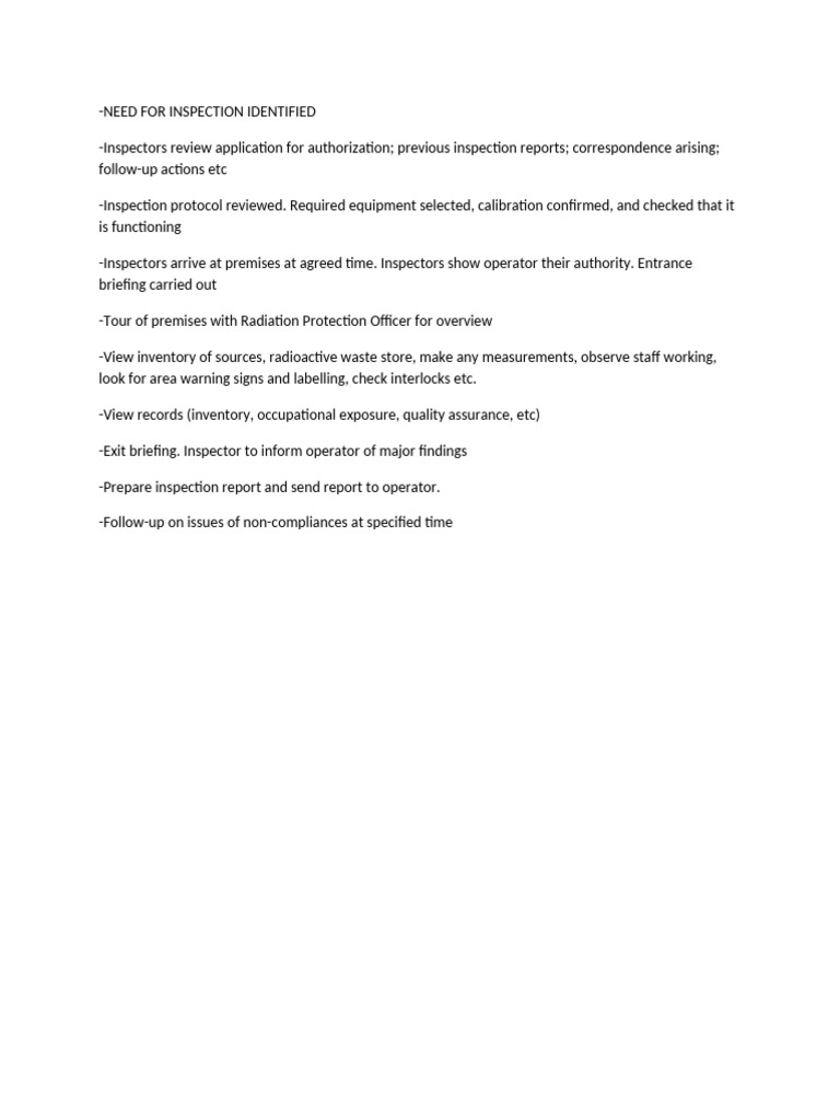 Need For Inspection Identified | PDF | Radiation Protection | Safety
