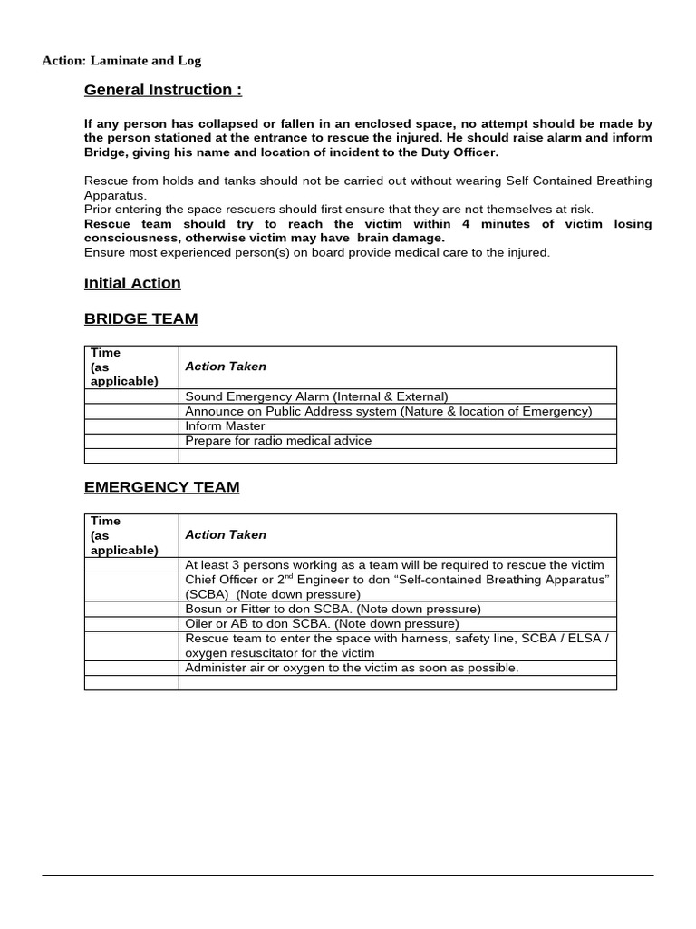 Enclosed Space Rescue Procedures | PDF | Occupational Safety And Health ...