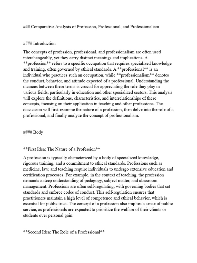 Comparative Analysis of Profession | PDF | Profession | Teachers