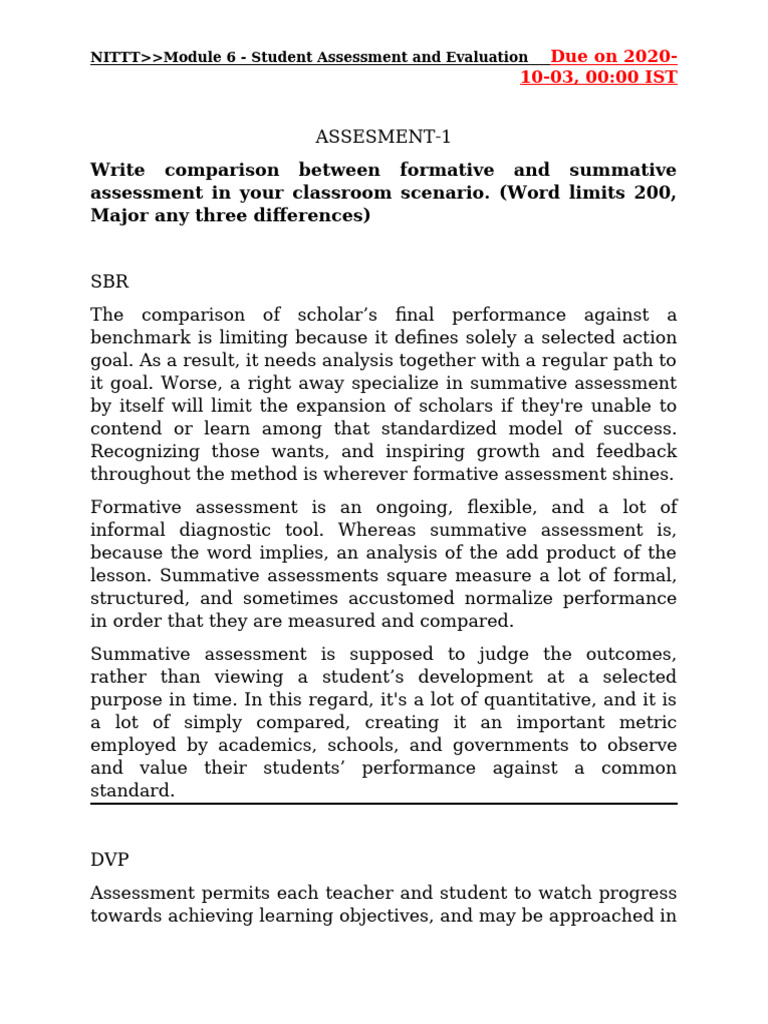 Formative vs Summative Assessment Guide | PDF | Educational Assessment ...