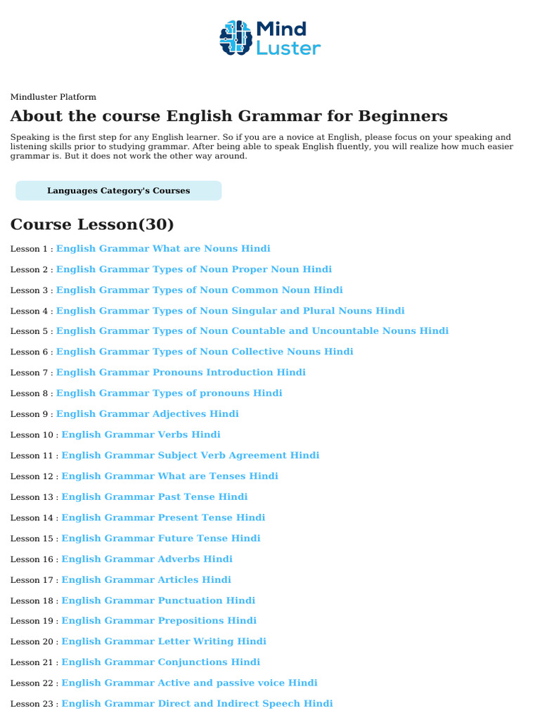 English Grammar Course for Beginners | PDF